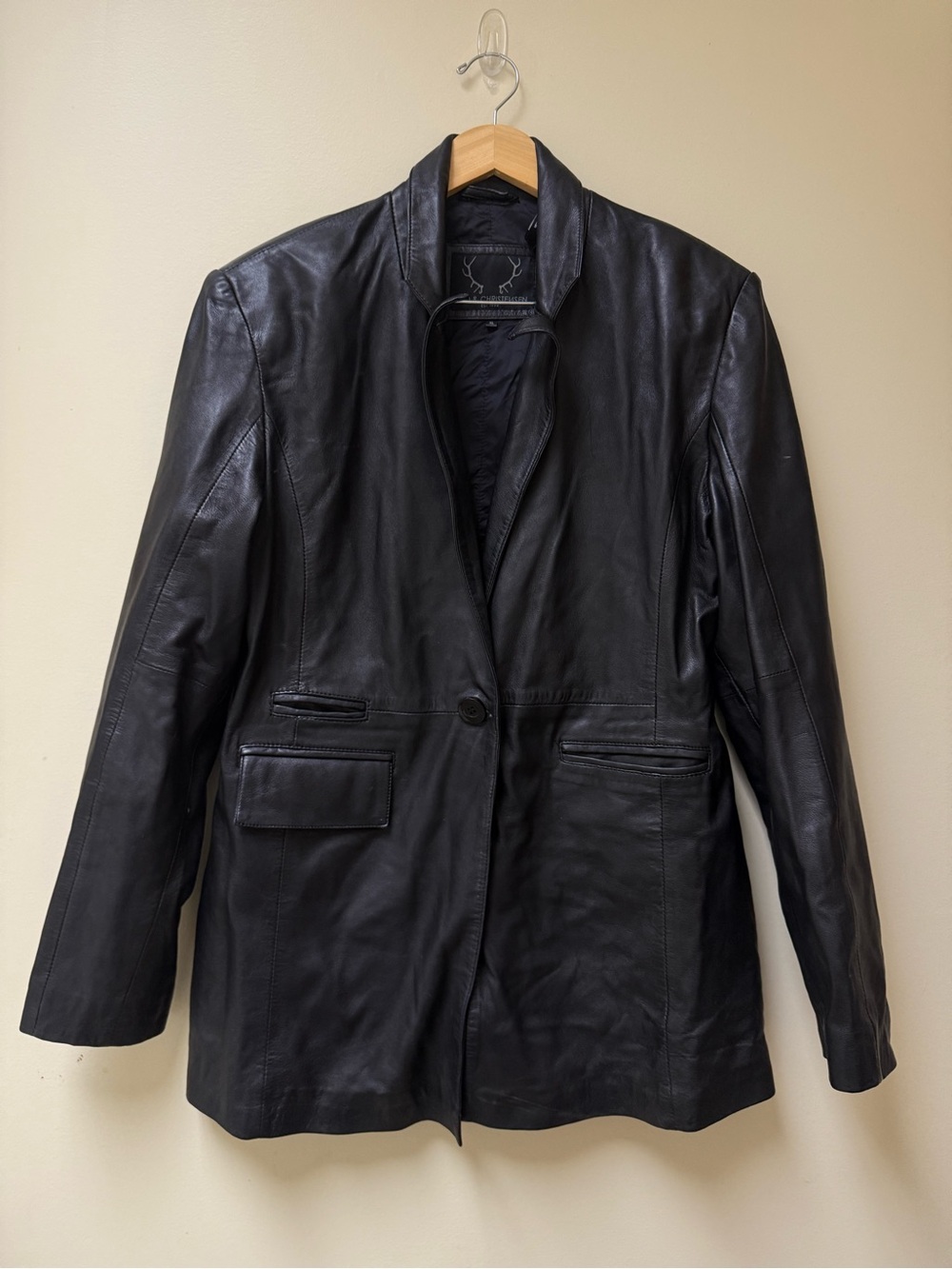 🔳 BOD & CHRISTENSEN~BLACK SOFT LEATHER BLAZER JACKET 🔳